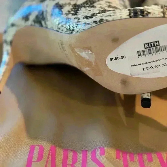 New Paris Texas Python Printed Leather Slouchy Boot Heel 85 Pietra, New Size 37 - Picture 8 of 10